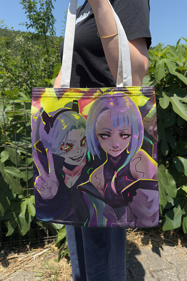 Cyberpunk Edgerunners V5 Summer Winter Double-Sided Canvas Printing Tote Bag Anime Bag