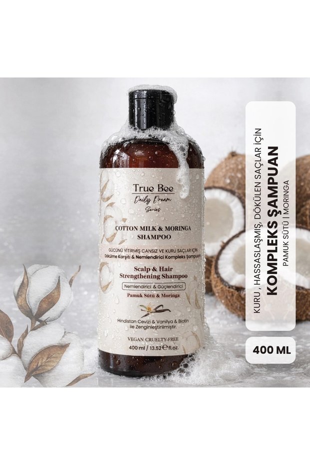 Bee Cotton Milk & Moringa Complex Shampoo 400 ml | Nourishing, Repairing, and Moisturizing Hair Care Shampoo