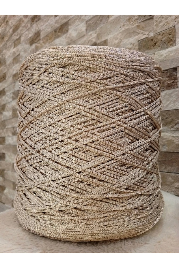 Macrame Polyester 100-120Gr (3mm) Color Tone-Cream/Glitter-(70-80Mt)