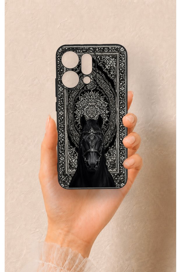 Oppo Reno 14 Compatible Ethnic Horse Figure Patterned Silicone Case