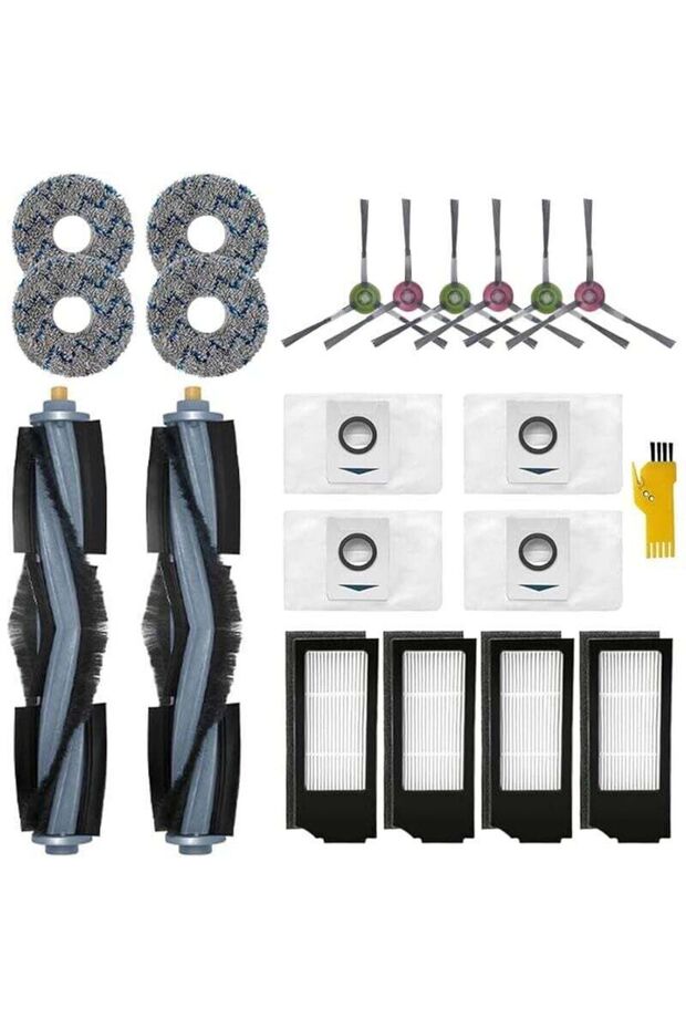 Accessory kit for ECOVACS DEEBOT X1e OMNI, X1 OMNI, X1 TURBO and X1+ robotic vacuum cleaners, including 20 roller brushes.
