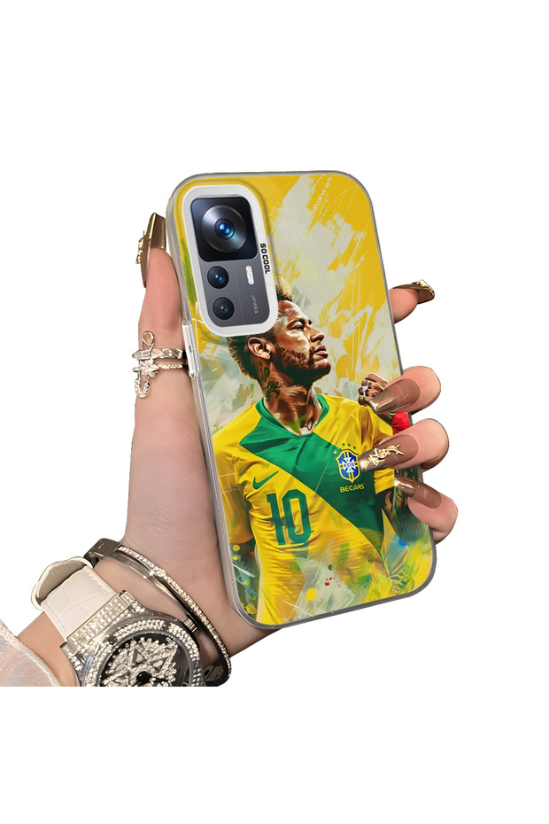Mi 12t Pro Compatible Silicone Edge Hard Back Case Couple Phone Case with Neymar Pattern
