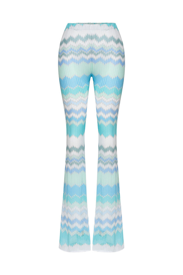 Lunessa Knitted Flared Pants Zigzag Metallic Almara