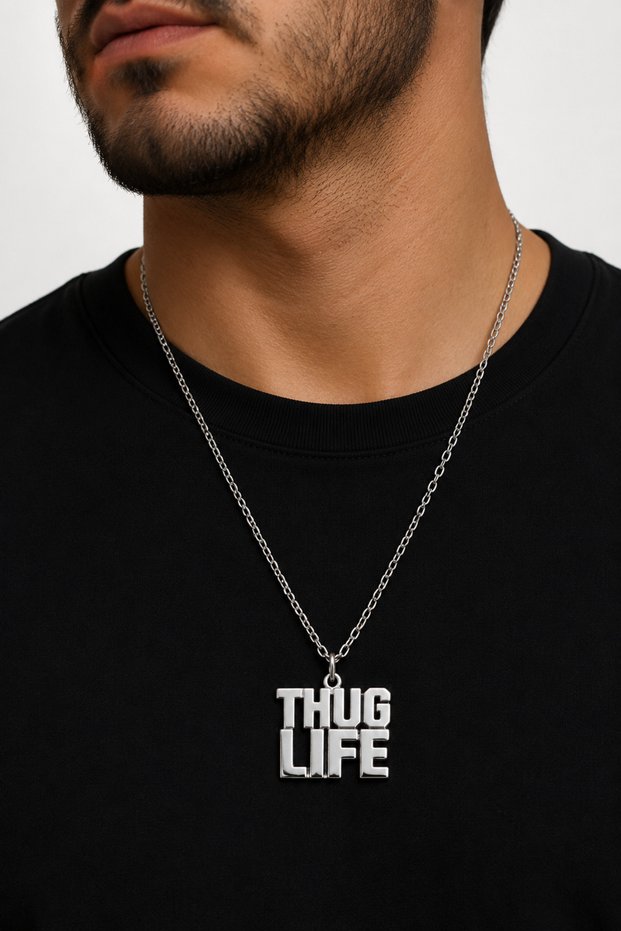 Thug Life Written Metallic Necklace Street Style Design Gift Accessory