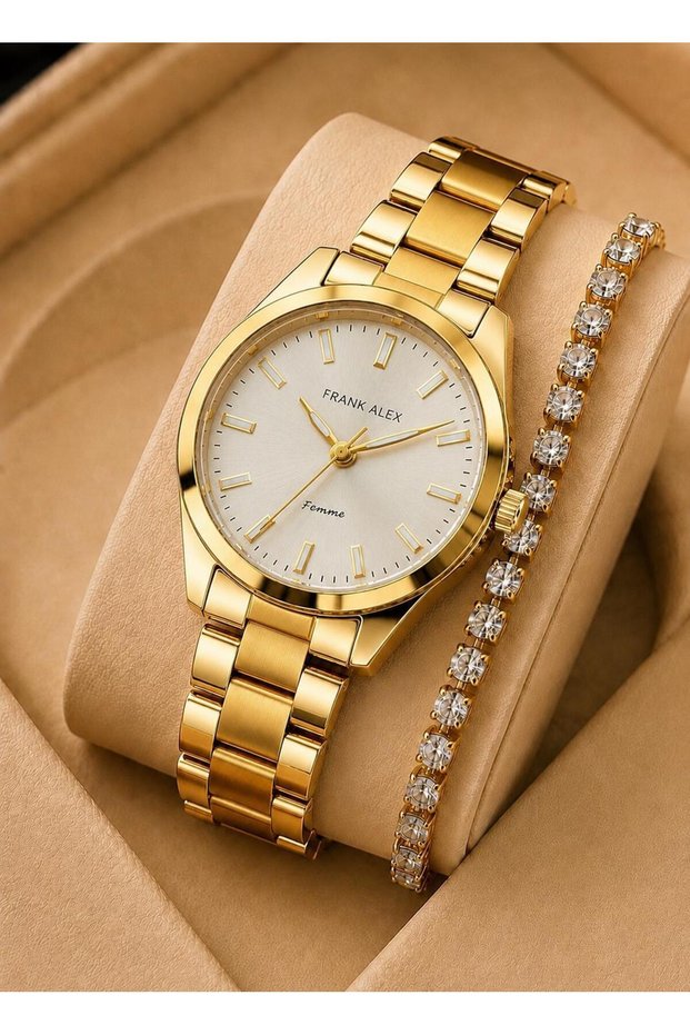 Steel Cord 30 Mt Water Resistant Special Design Women Wrist Watch + Bracelet Vs.Blkt.1169