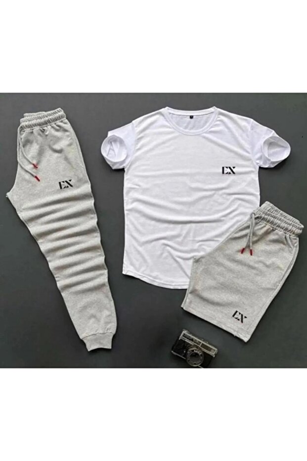 T-Shirt, Sweatpants, Shorts 3-Piece Combination, Thin Summer, Sweat-Absorbing, Ex Printed, Women'S/Men's Unisex Model
