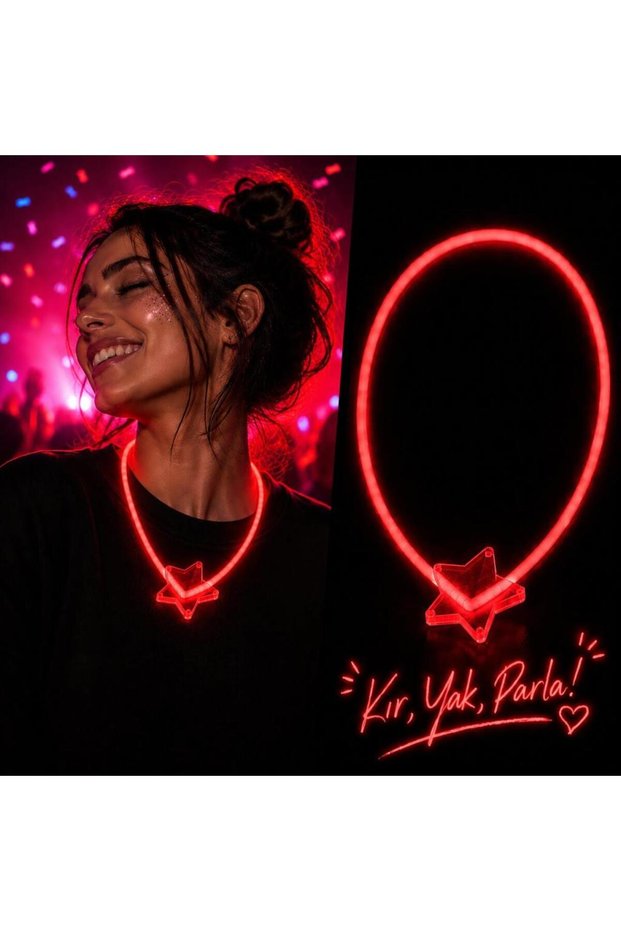 Glow Star Necklace Neon Phosphorescent Luminous Necklace Red Color
