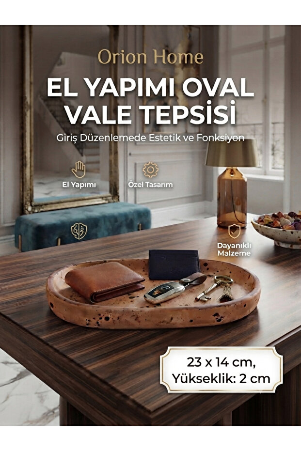 Orion Series Handmade Unbreakable Oval Decorative Presentation Tray - 23X14 cm Tea, Coffee, Keychain and Jewelry Organizer