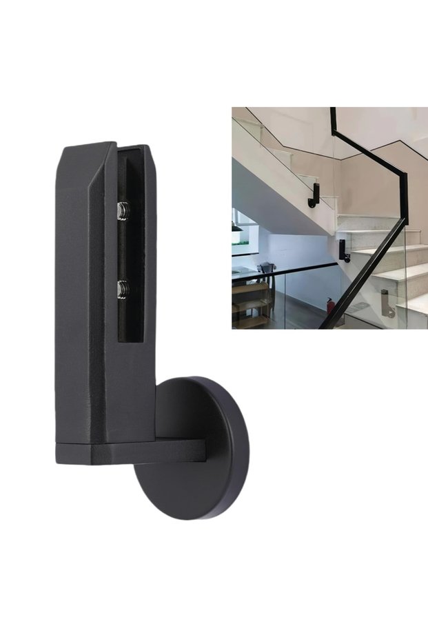 glass railing clamps - SS glass fence support frames - For swimming pools - For glass handrails - balconies - & stair railings (1 piece - black)