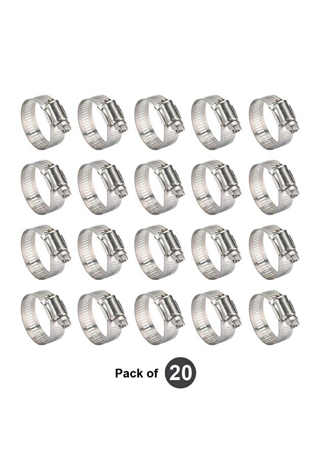 Stainless Steel Hose Clamps, Adjustable Worm Drive,(Pack-Of 20, 9-12mm)