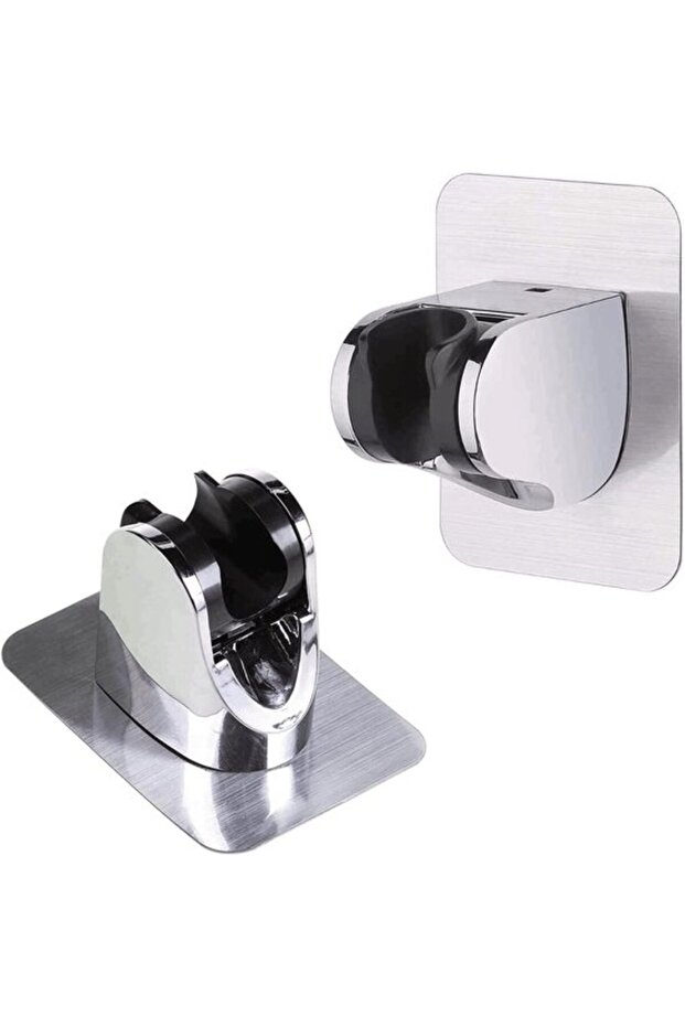 Adjustable Shower Head Holder Brackets, Shower Wall Mount without Drilling, Bathroom Accessories (2 pieces - Silver)