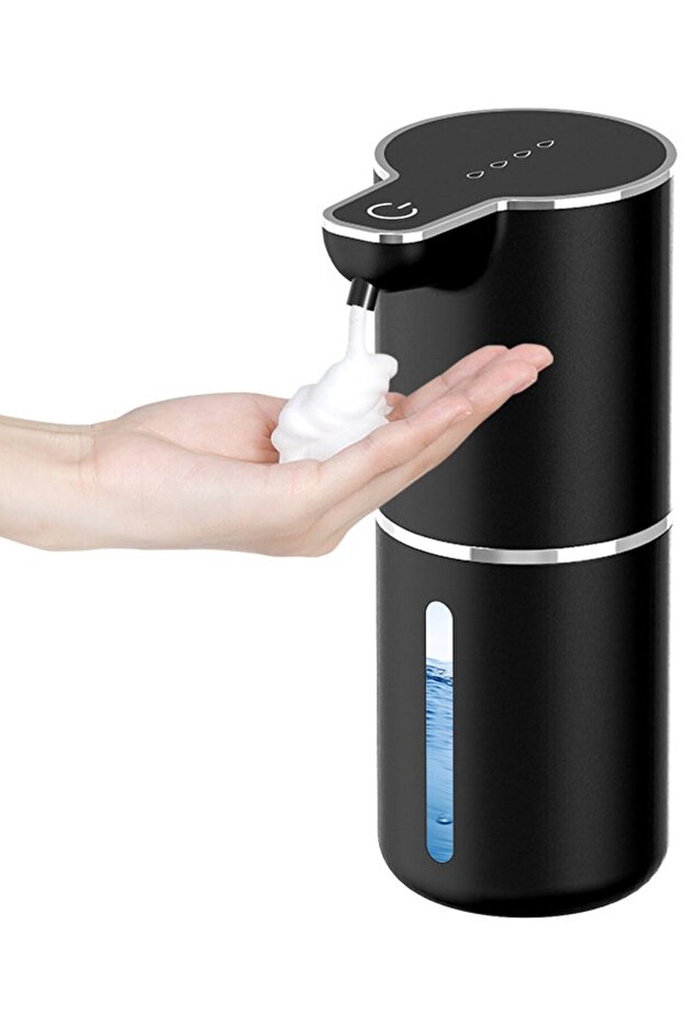 Black 350ml USB Rechargeable Automatic Wall-Mounted Foam Soap Dispenser, Touchless IPX5 Waterproof for Bathroom & Kitchen