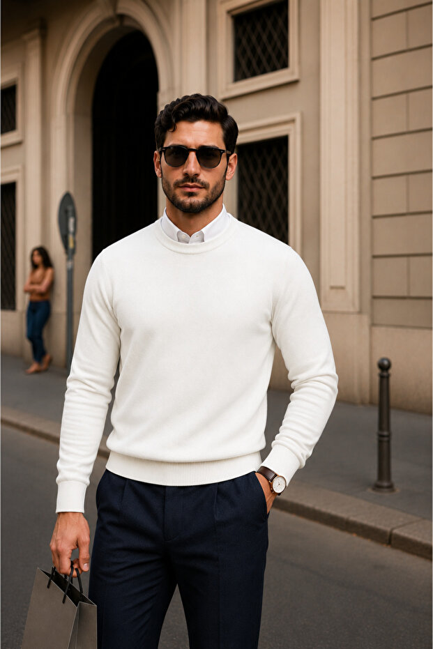Men's Casual Crew Neck A.White Sweatshirt