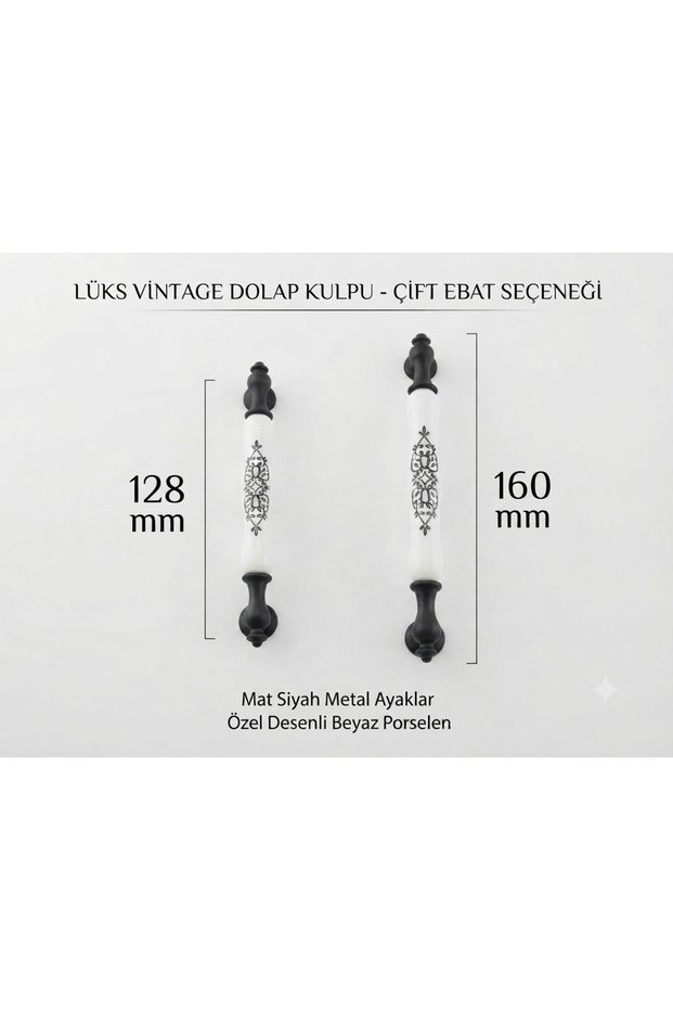 Porcelain Luxury Furniture Cabinet Handle North 128 mm (12.8 cm) 160 mm (16 cm) Pattern 243 Kitchen and Drawer Cabinet Handle