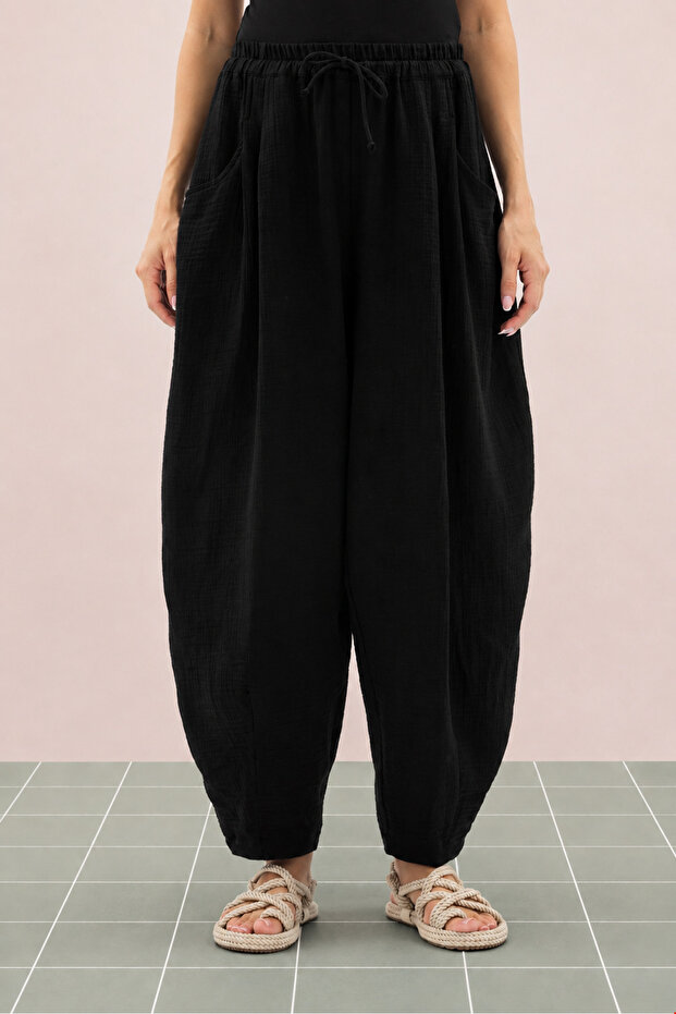 Aysha Muslin Pants Black