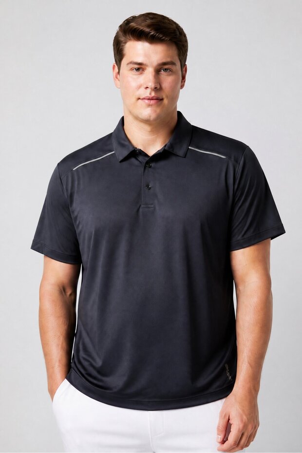 Men Classic Fit Short Sleeve Outdoor Polo Shirt, Dark Grey