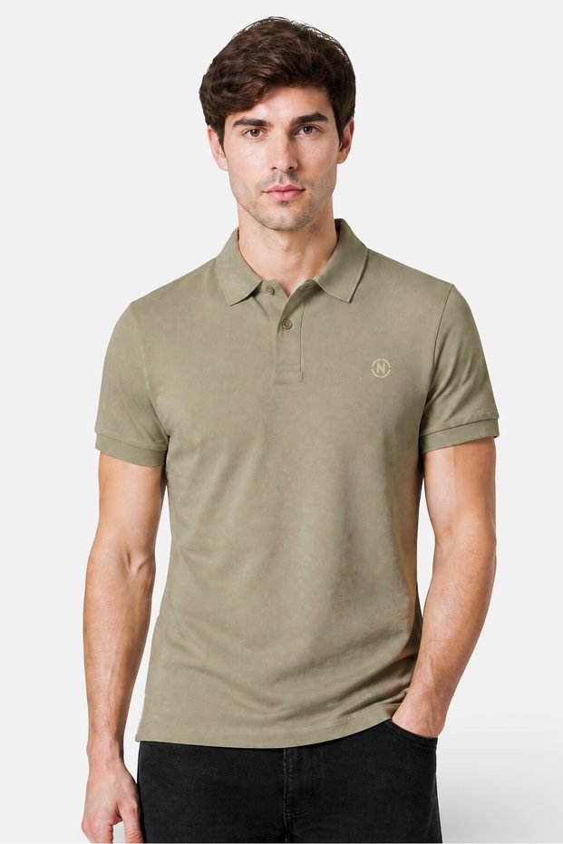 Jeans Men Classic Fit Brand Logo Short Sleeve Polo Shirt, Grey