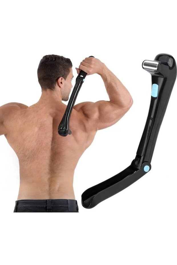 Back hair remover, electric hair trimmer, body epilator, DIY style, 180-degree foldable cordless design, unisex, painless shaving, wet and dry use.