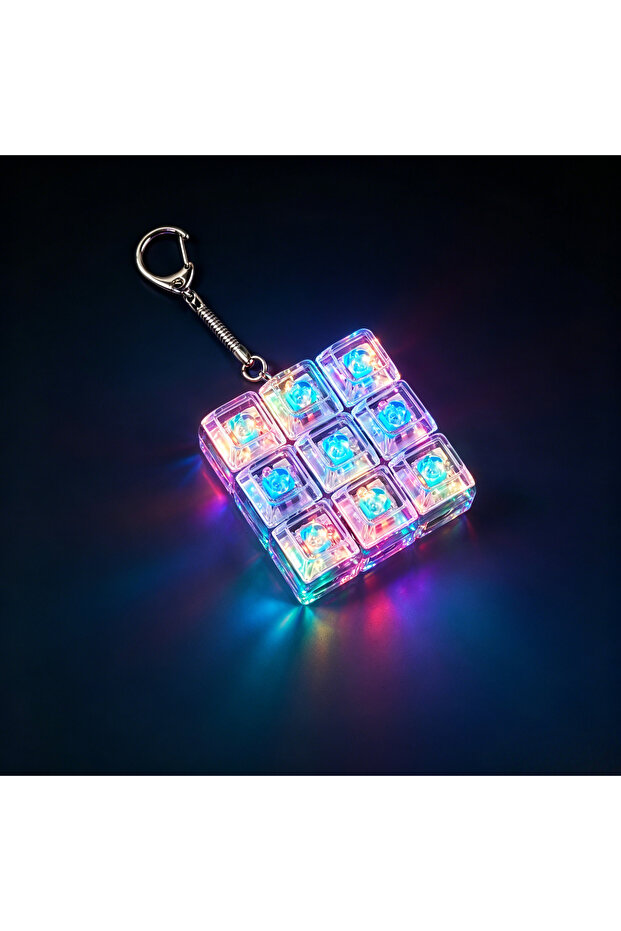 9Keys White-1PC LED Keyboard Keychain Clickable Button Fidget Stress Relief Anxiety Portable Desk Ac