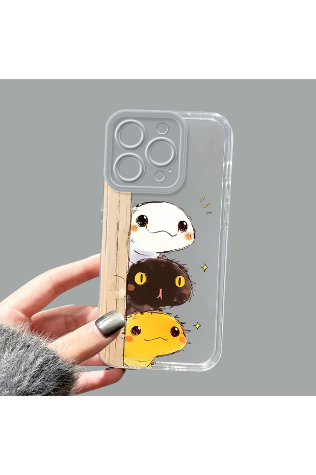 iPhone 16 Pro Compatible Camera Protected Anti-Shock Aesthetic Print Patterned Transparent Silicone Case