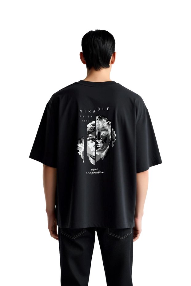 Men's Oversize T-Shirt Miracle Faith Love Inspiration Printed Spiritual Design Relaxed Fit Casual Modern Stylish