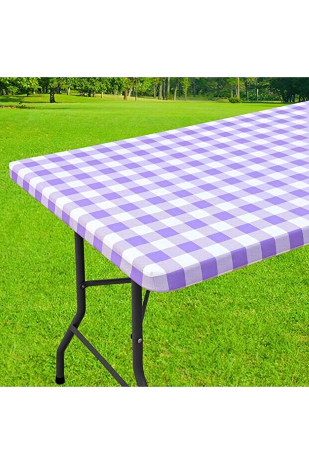 One rectangular picnic tablecloth, stretchy waterproof laminated vinyl tablecloth, checkered pattern, dining, camping and outdoor...