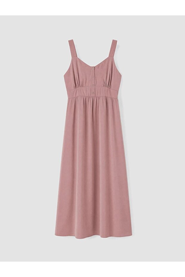 Heart Neckline Gathered Modal Blend Dress (W6)