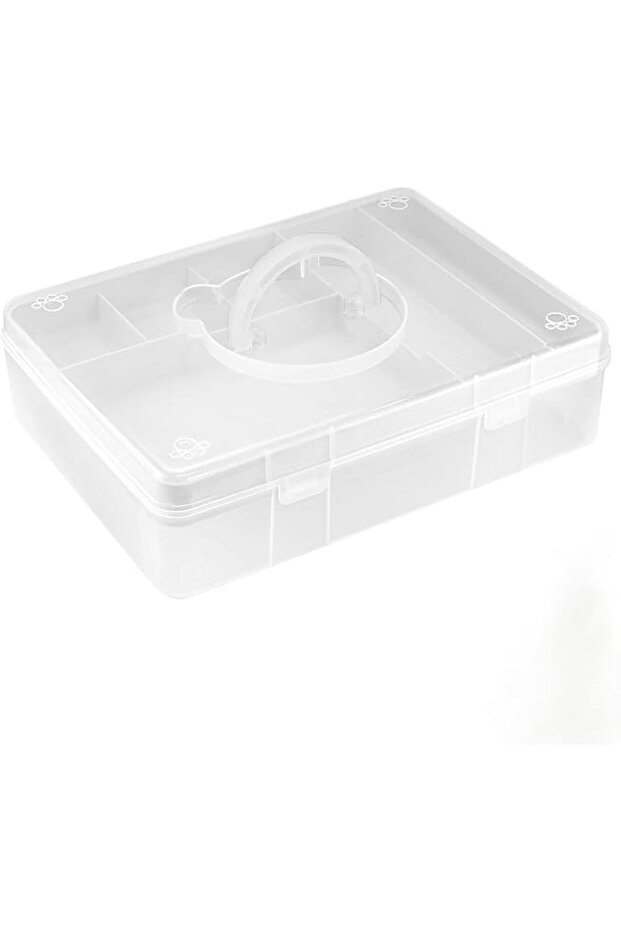 Stackable Plastic Craft Storage Box with 7 Adjustable Compartments, Large Capacity Organizer for Bea