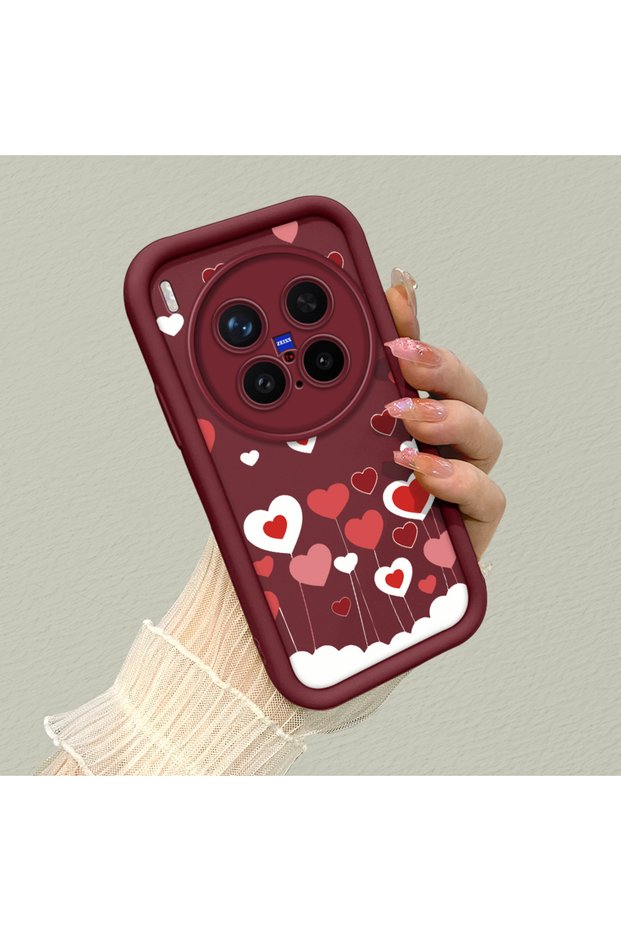Vivo X300 Pro Compatible Colorful Heart Balloon Pattern Silicone Case, Stylish Impact Protection