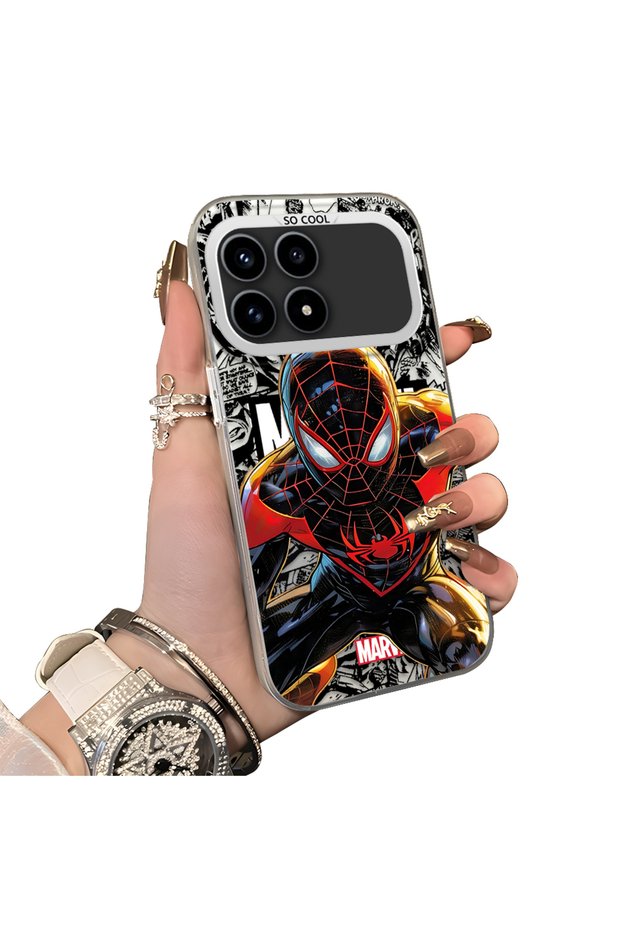 Poco F8 Pro 5g Compatible Spiderman Patterned Silicone Edge Hard Back Case Couple Phone Case