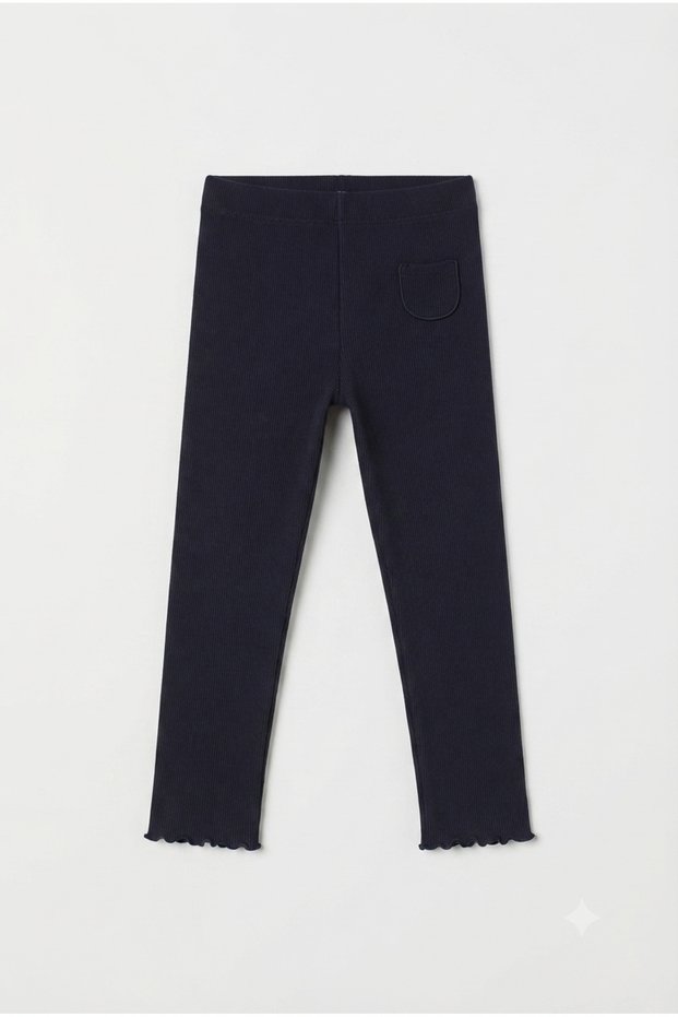 Baby Girl & Child Ribbed Leggings Flexible Navy Blue