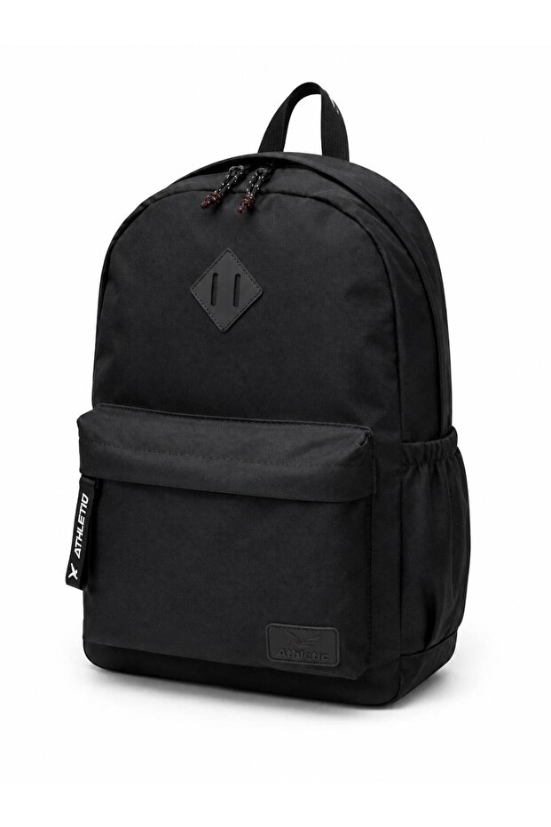 Athletic Black Daily Use Backpack – Spacious Compartment, Stylish and Functional