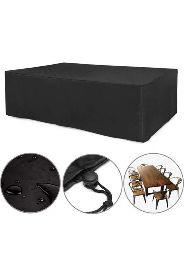 Garden Furniture Cover - Outdoor Table and Chair Protective Weatherproof Waterproof Windproof UV Protection 180*150*80 cm Black 210D Oxford Cloth