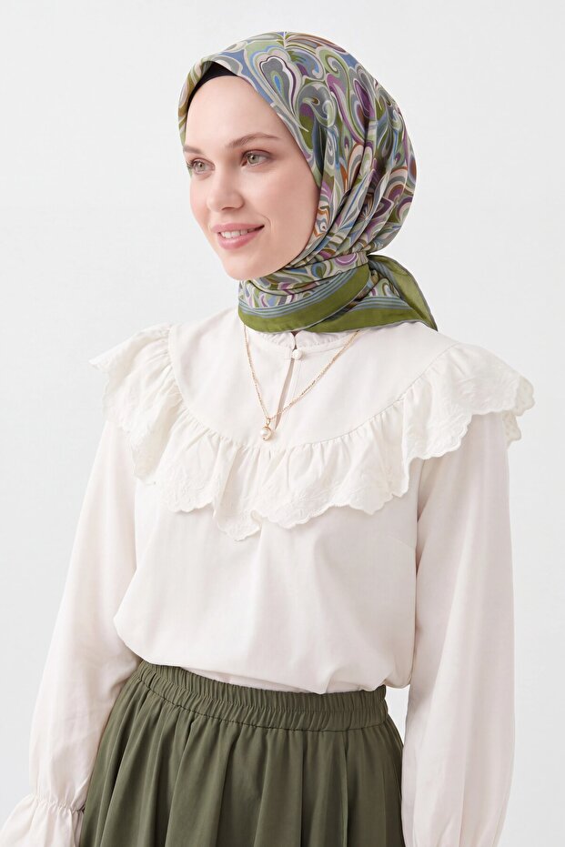 Velora Scarf Aura Floral Steel Blue