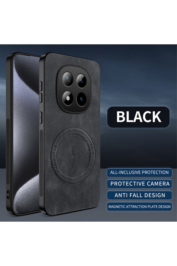Redmi note 15 Pro 5G black For Redmi Note 15 Pro + Note15 Case Luxury Leather Skin Magnetic Magsafe