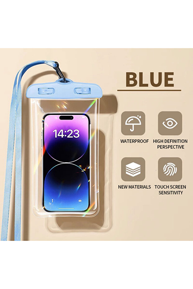 Case & Strap Plastic BLUE Waterproof Phone Case Swimming Water Proof Bag Universal Underwater Phone