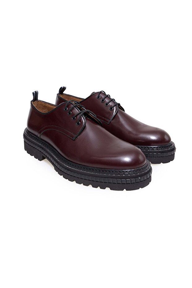 Brown Lace-Up Genuine Leather Men's Shoes