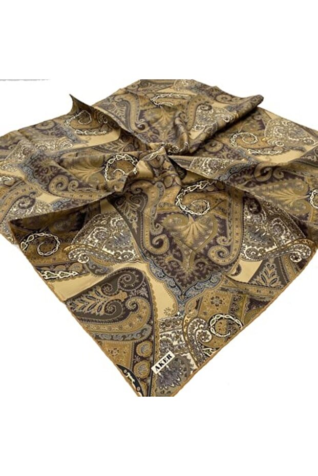 Sura Silk Scarf Oil Green Ethnic Pattern