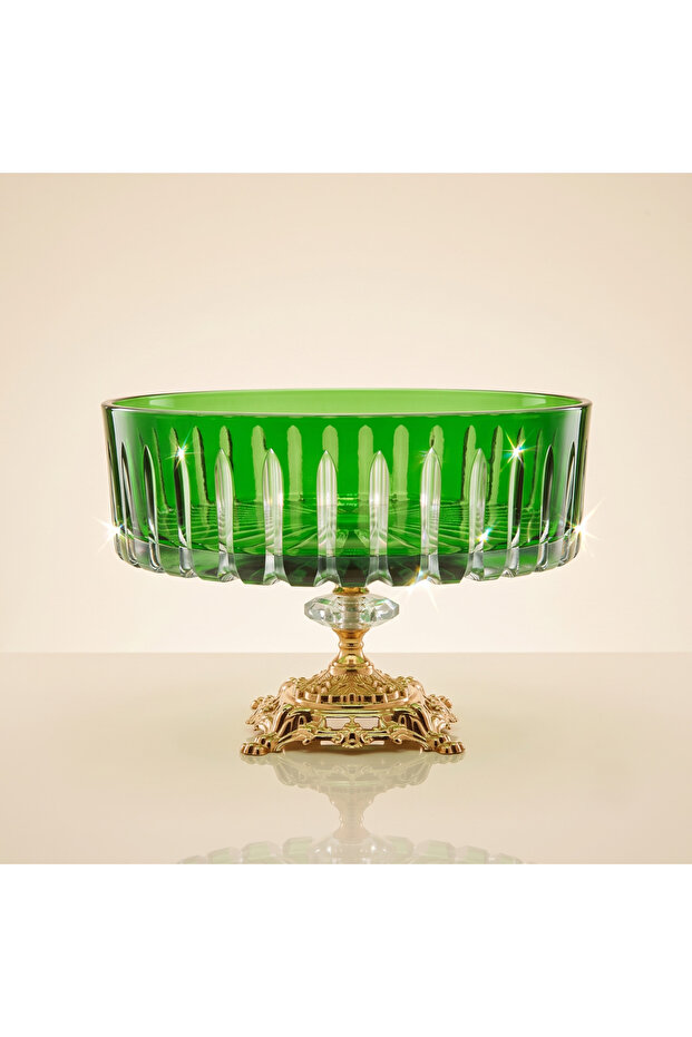 Crystal Cut Handcrafted Sandra Glass Bowl - Aura Series - Presentation Bowl