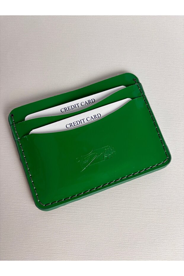Khaki Leather Card Holder Green
