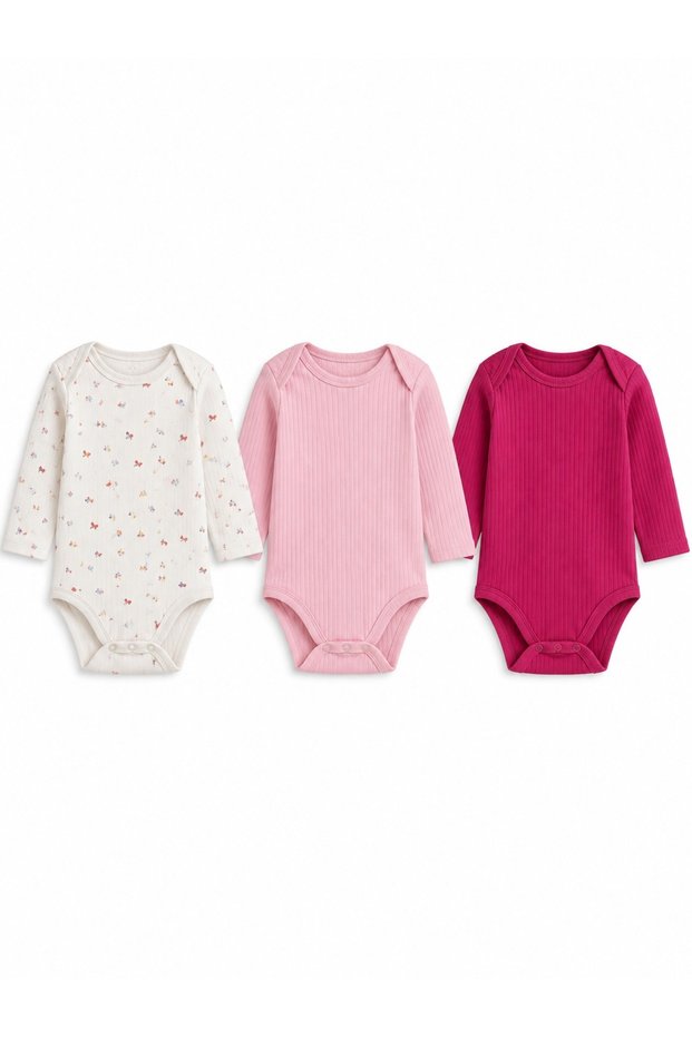 Baby Butterfly Theme 3-Piece Baby Girl Long Sleeve Badi Set 48011