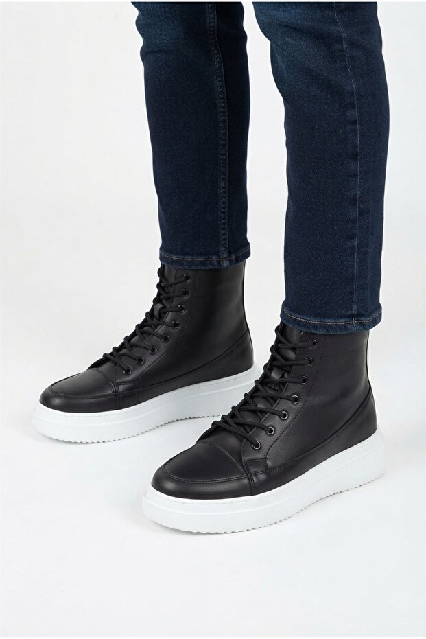 Zrk-0991 Premium Thick Sole Black Lace-Up Men's Boots