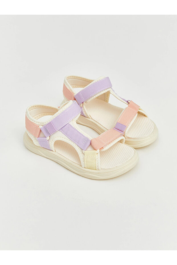 Beige Velcro Girls' Sandals