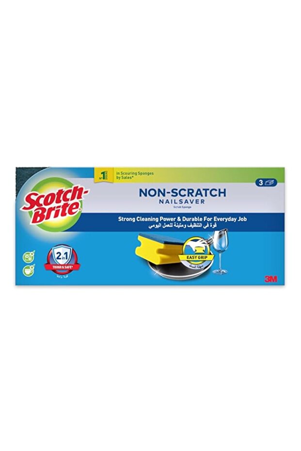Scotch-Brite® Non-Scratch Nail Saver Scrub Sponge, 3/pack