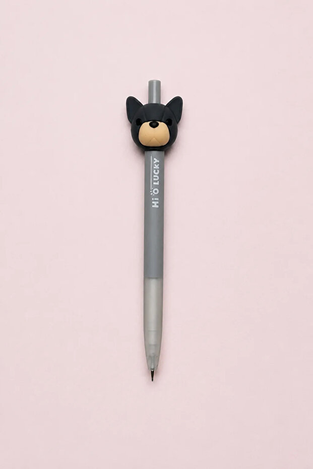Taros Dog Figured Ballpoint Pen | Decorative Writing Pen with Toy Figure Gray 1 Piece
