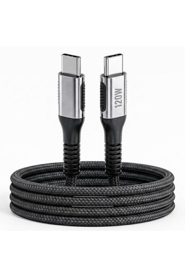 USB C Cable 2M, PD 100W Nylon-Braided USB-C to Type-C Cord Fasting Charging Compatible for iPhone 17