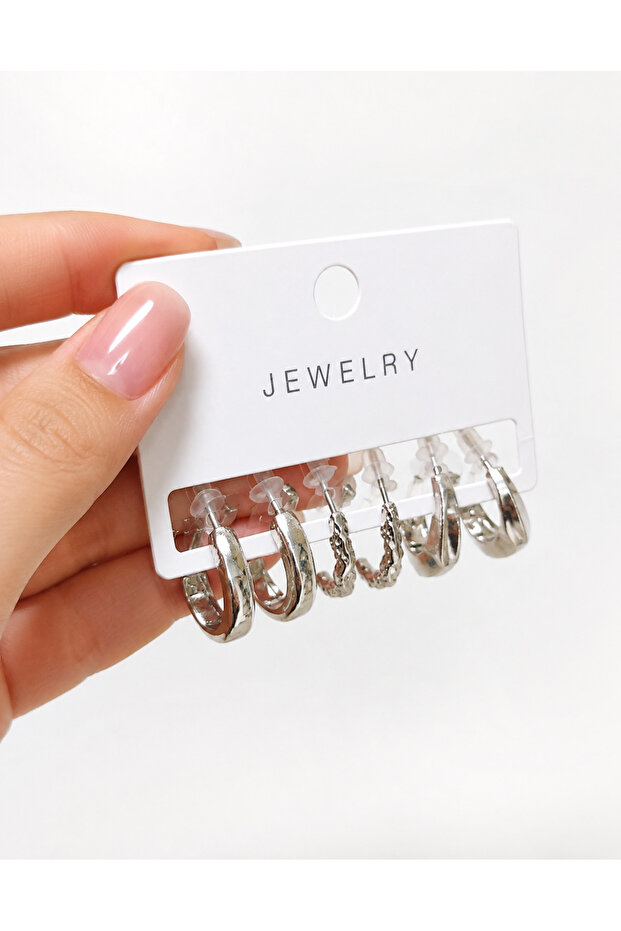 Set of 6 Patterned Hoop Earrings