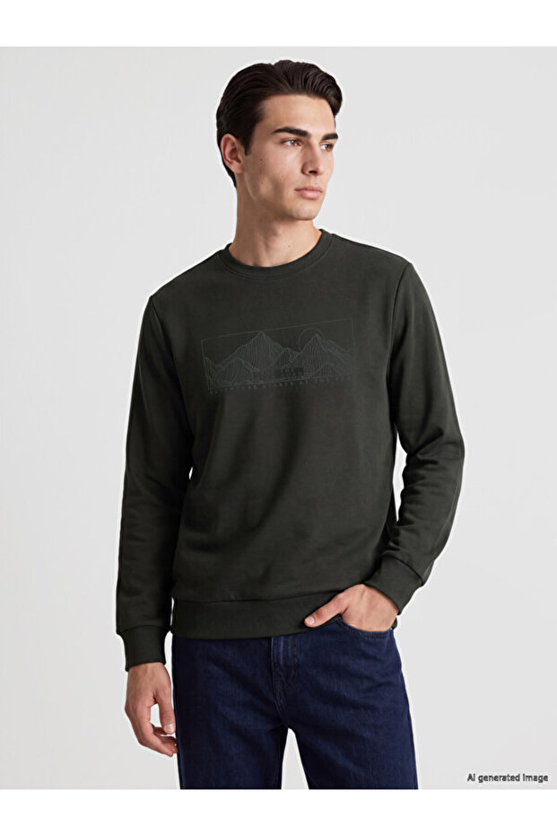 Esvab • Modern & Distinctive Zero Roba Collar Printed Men's Thick Sweatshirt