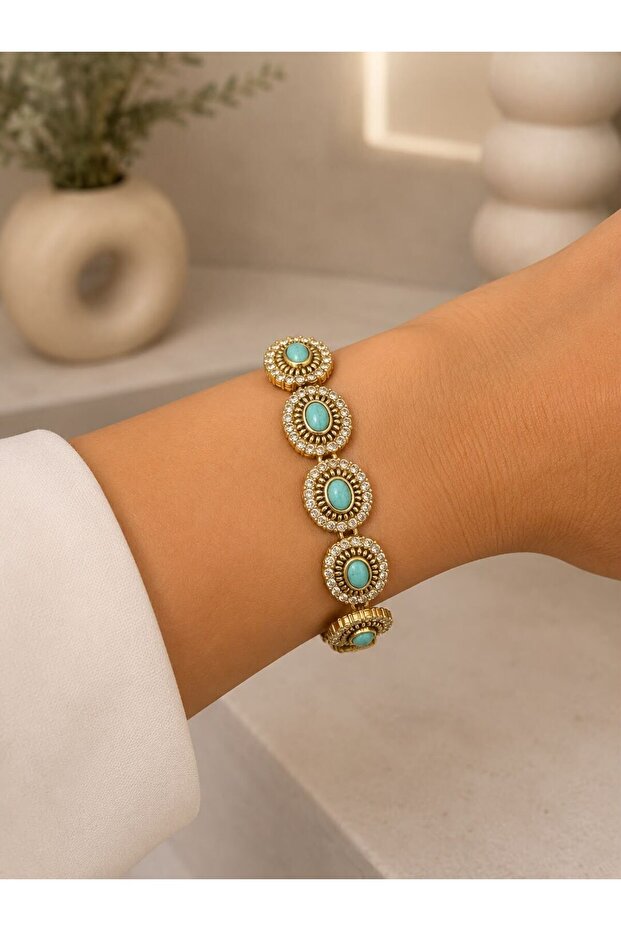 Turquoise Stone Gold Vintage Bracelet
