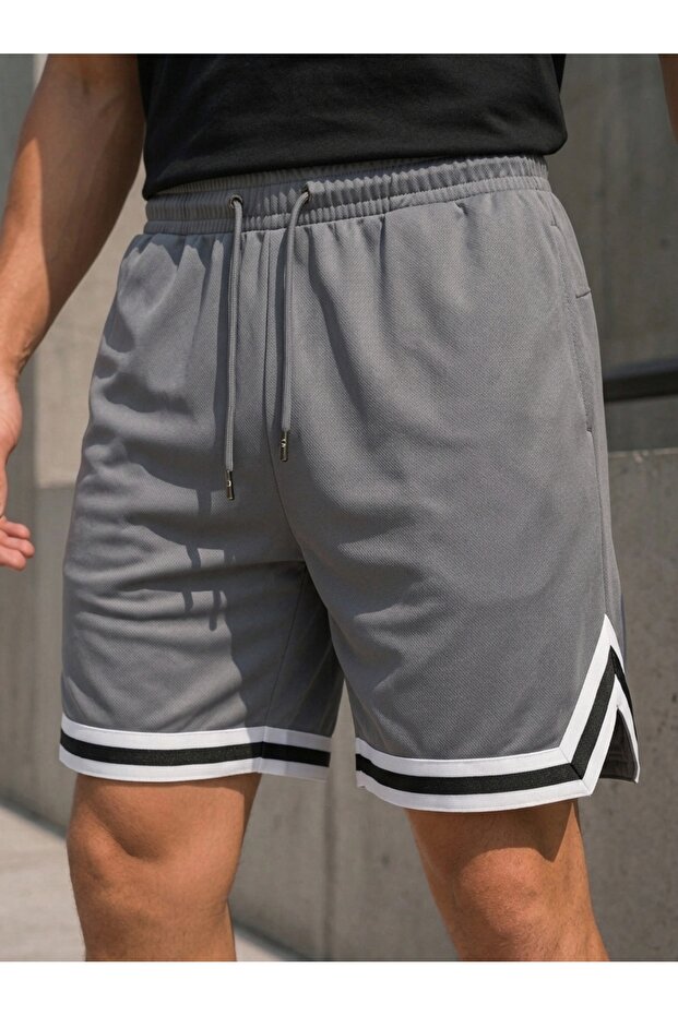 Men's Sporty Striped Cotton Comfortable Fit Shorts